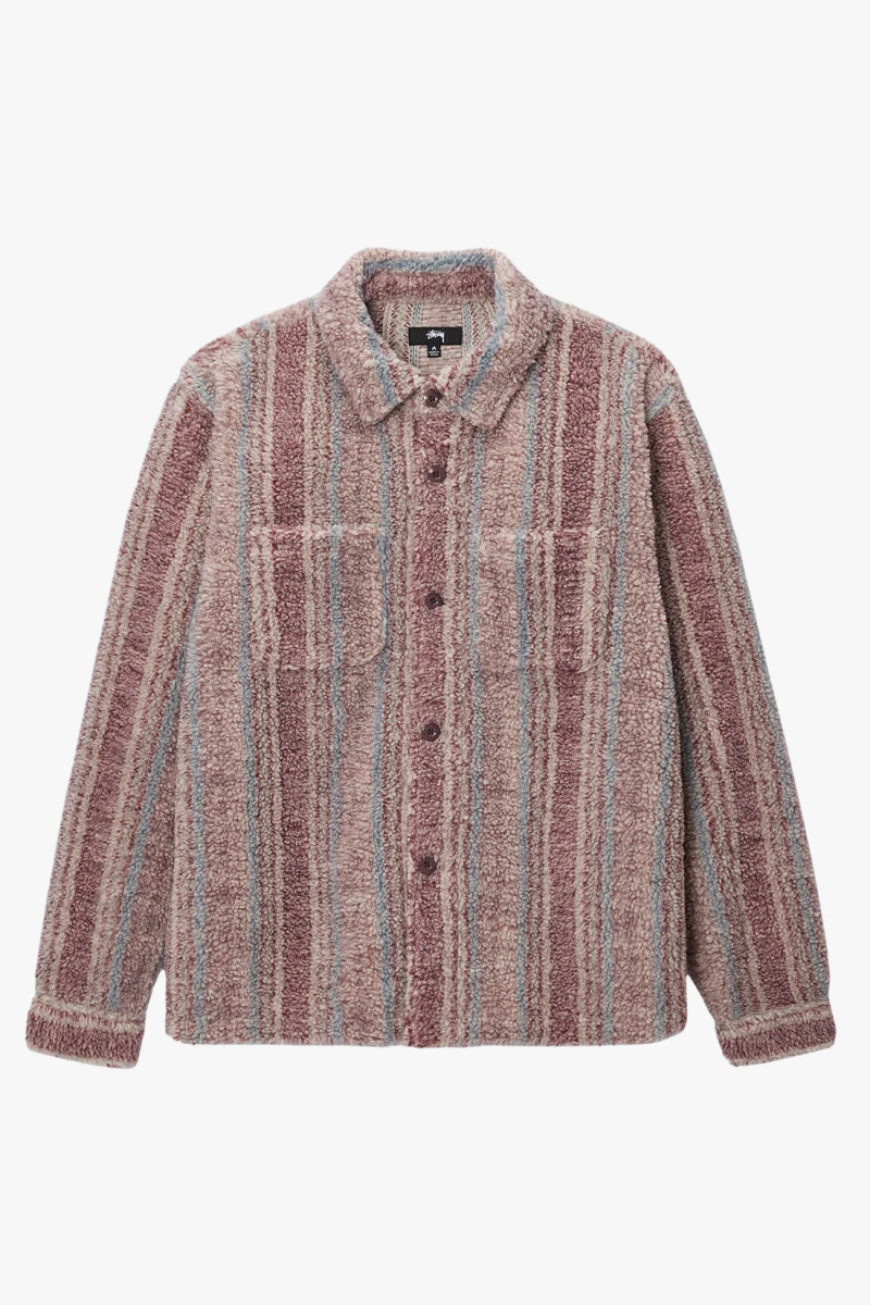 Stripe sherpa shirt Berry