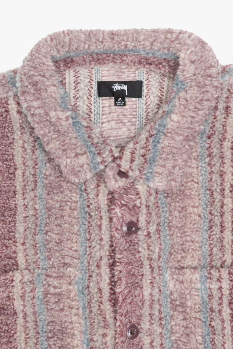 Stripe sherpa shirt Berry