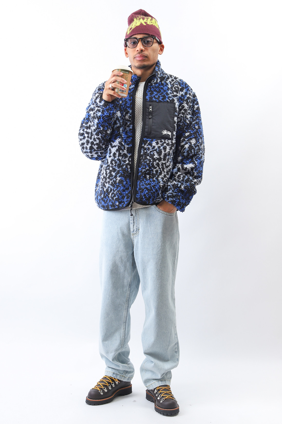 Sherpa reversible jacket Blue leopard