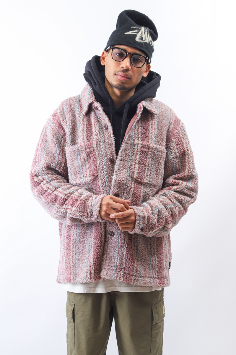 Stripe sherpa shirt Berry