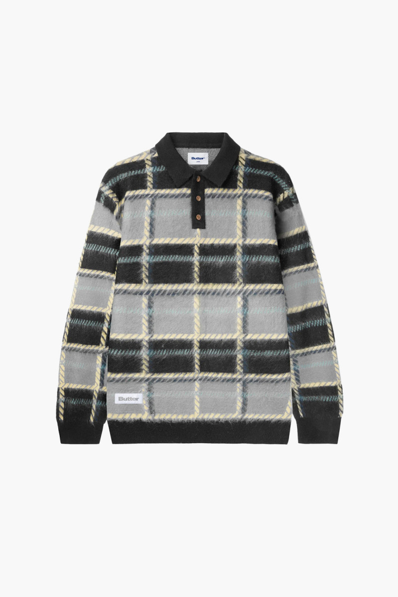 Ivy button up knit sweater Black/grey