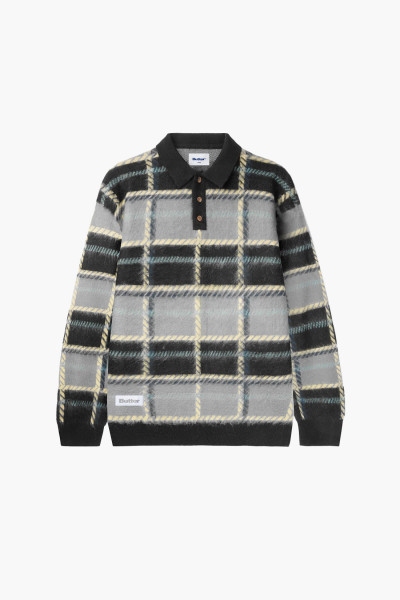 Butter goods Ivy button up knit sweater Black/grey - GRADUATE STORE