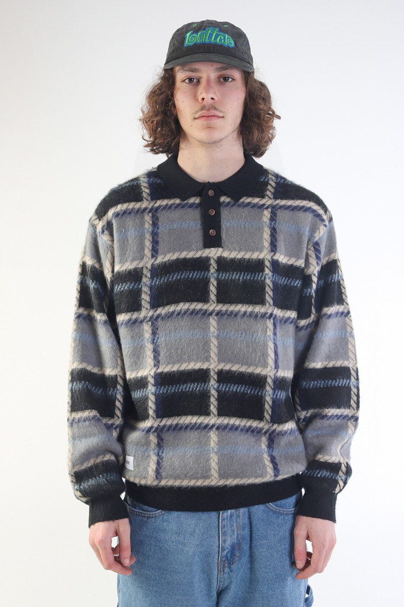 Ivy button up knit sweater Black/grey