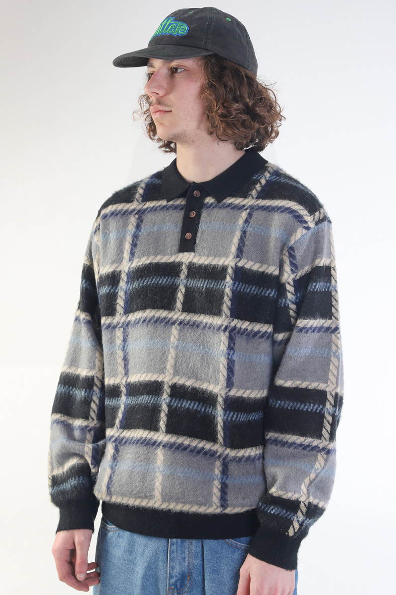 Ivy button up knit sweater Black/grey
