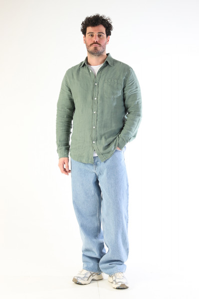 Linen shirt Dry green