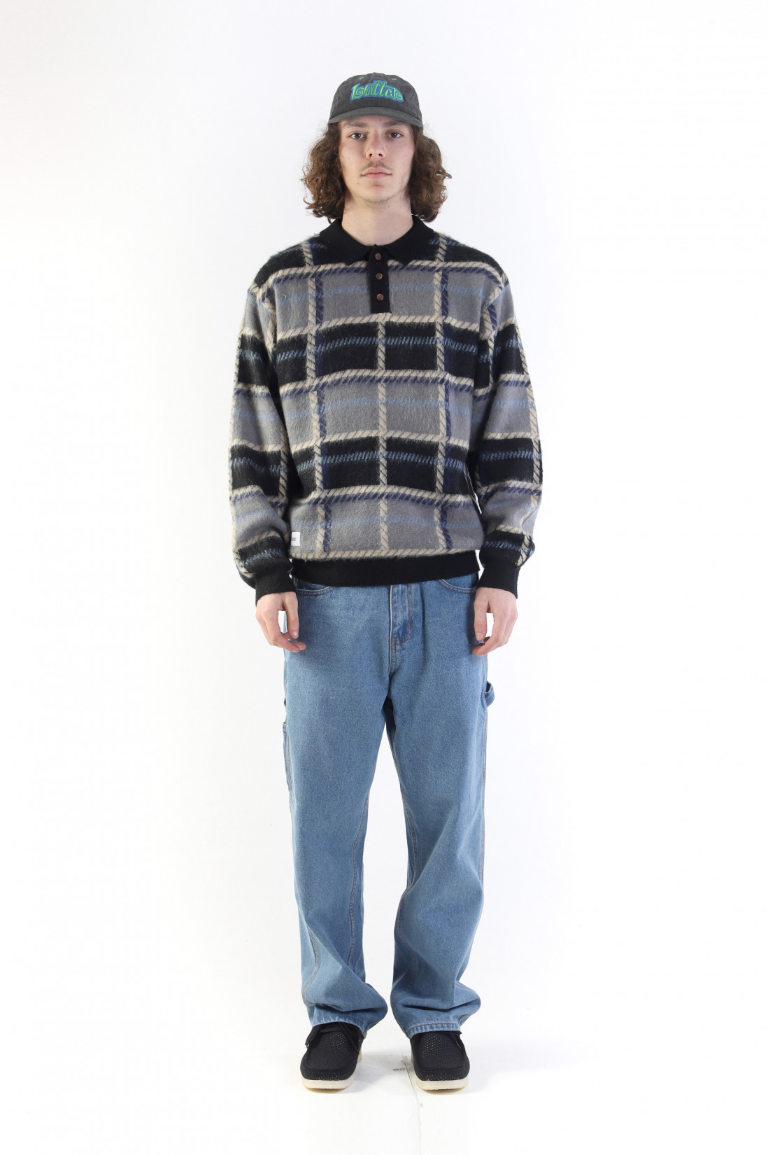 Ivy button up knit sweater Black/grey