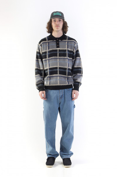 Ivy button up knit sweater Black/grey
