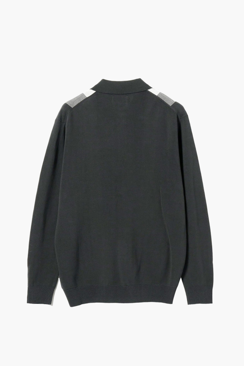 Knit polo gradation stripe 12g Black 19