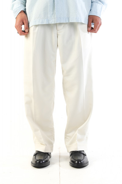 Beams plus 2 pleats trousers pe twill Oyster 05 - GRADUATE STORE