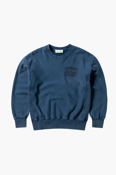 Aries Aged premium temple sweatshirt Navy - GRADUATE STORE