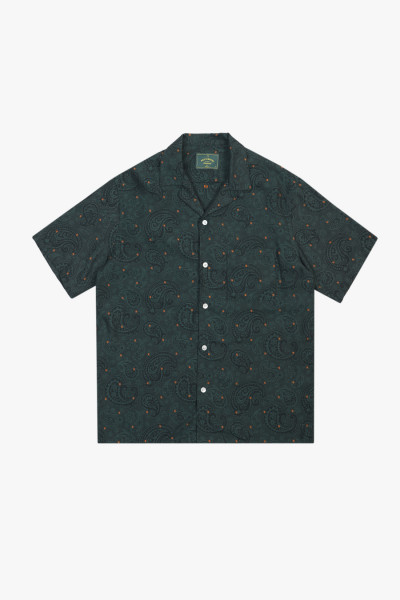 Portuguese flannel Green paisley jacqurd ss shirt Green - GRADUATE ...