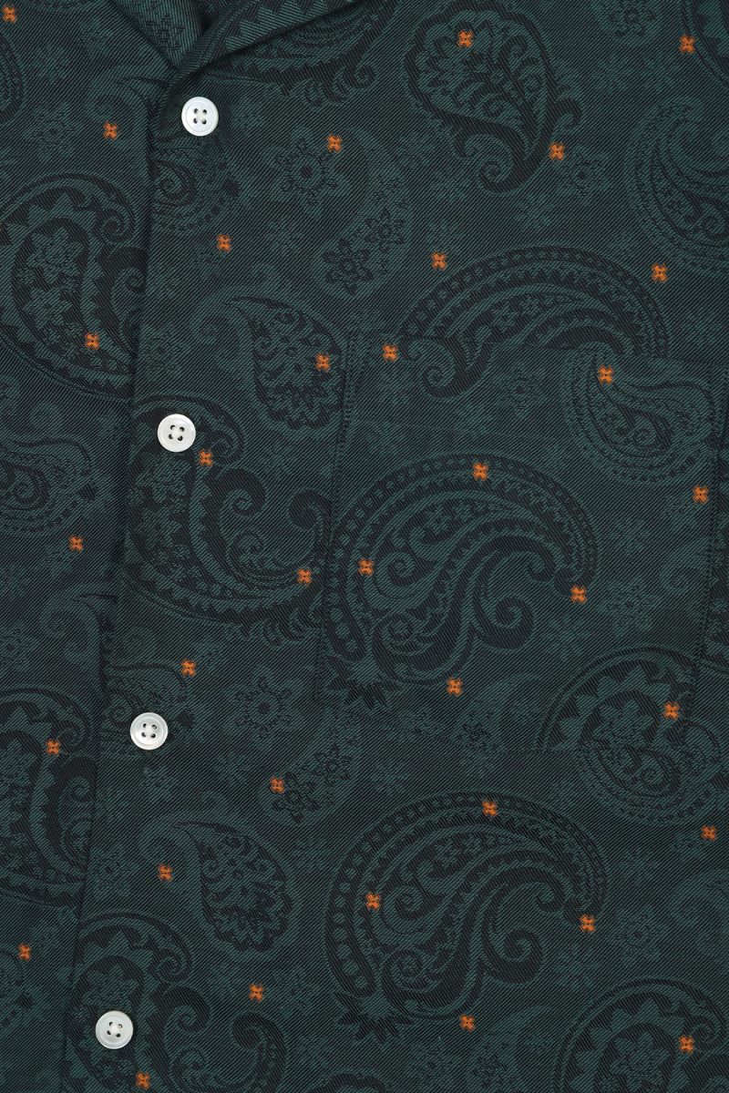 Green paisley jacqurd ss shirt Green