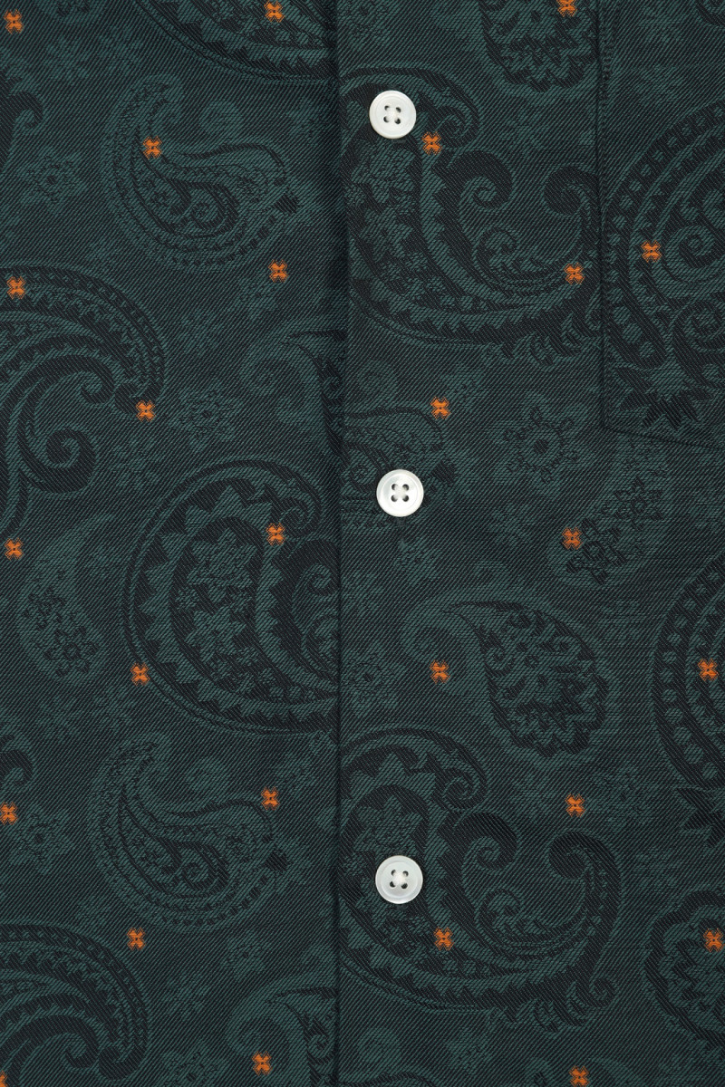 Green paisley jacqurd ss shirt Green