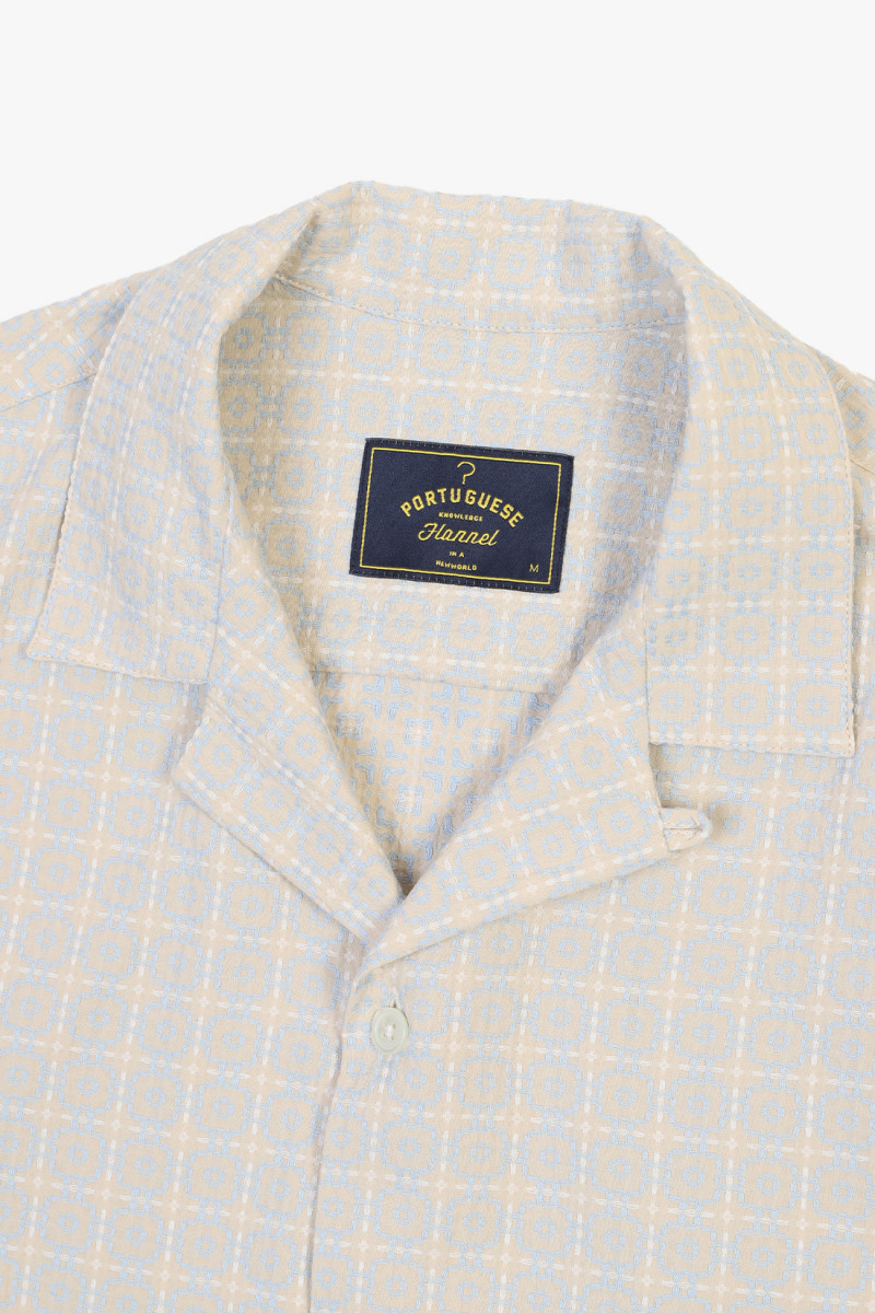 Portuguese tile ss shirt Blue/ beije