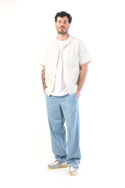 Portuguese tile ss shirt Blue/ beije