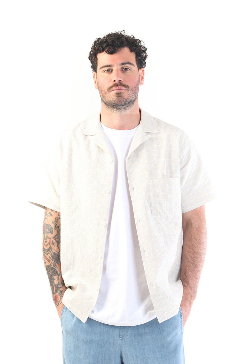 Portuguese tile ss shirt Blue/ beije