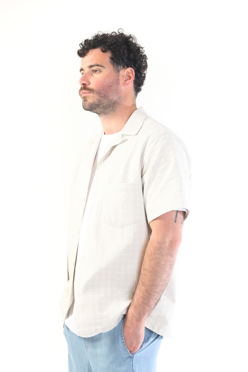 Portuguese tile ss shirt Blue/ beije