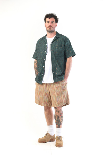 Green paisley jacqurd ss shirt Green