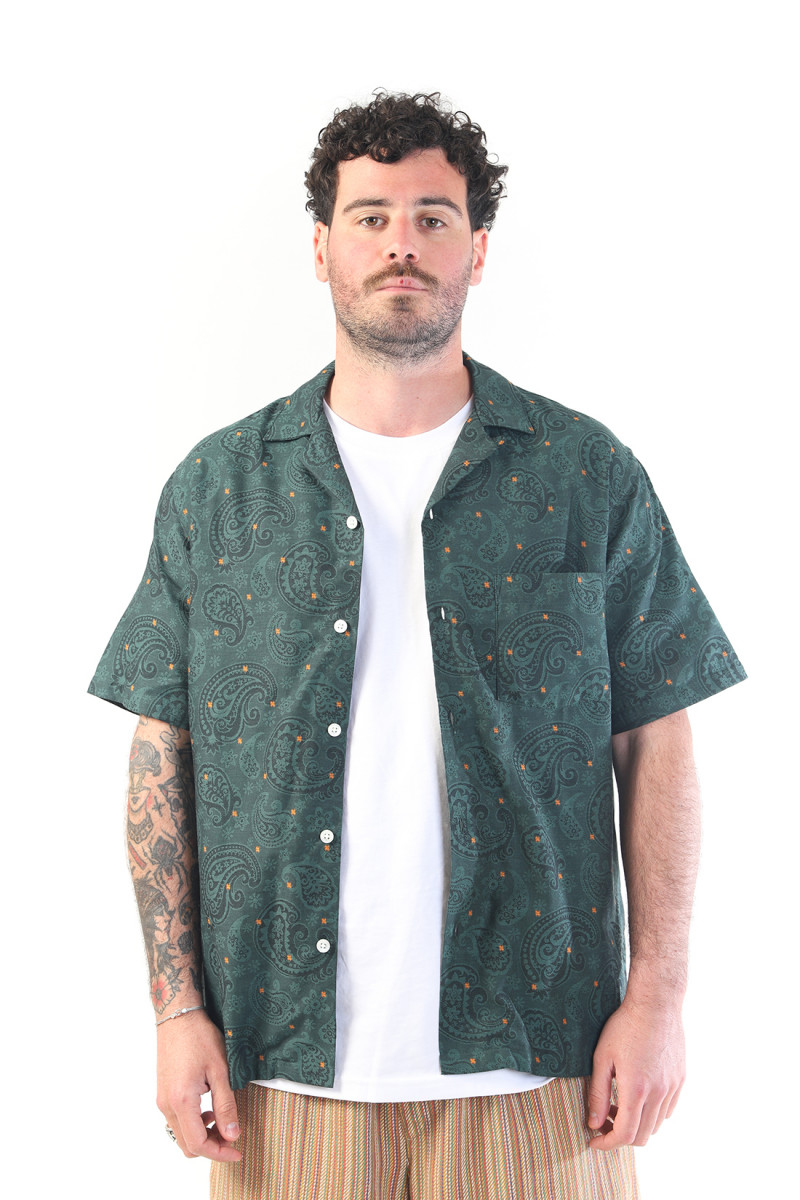 Green paisley jacqurd ss shirt Green