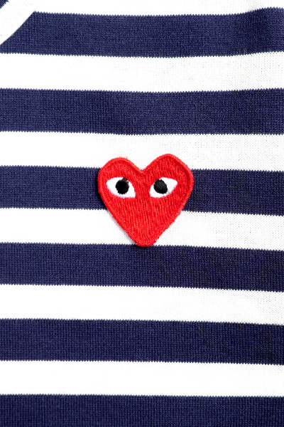 Comme des garçons play Kids t-shirt red emblem Navy/ white - ...