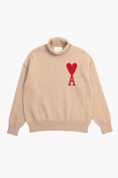 Ami Pull col cheminee adc Camel/red - GRADUATE STORE