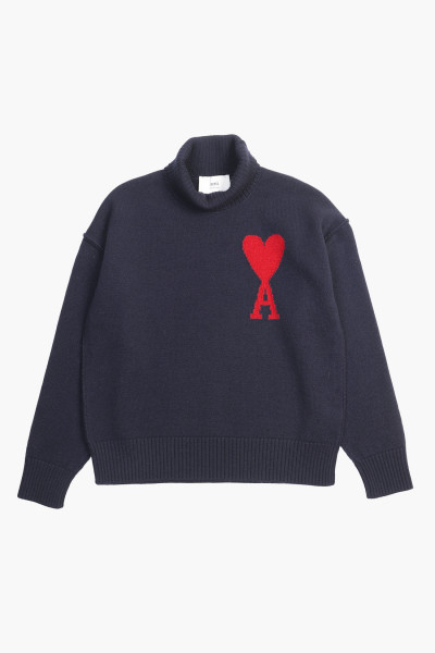 Ami Pull col cheminee adc Navy/red - GRADUATE STORE