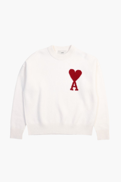 Ami Pull col rond ami de coeur Off white/red - GRADUATE STORE