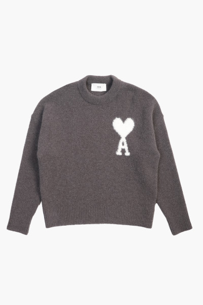 Ami Pull col rond ami de coeur Dark grey - GRADUATE STORE
