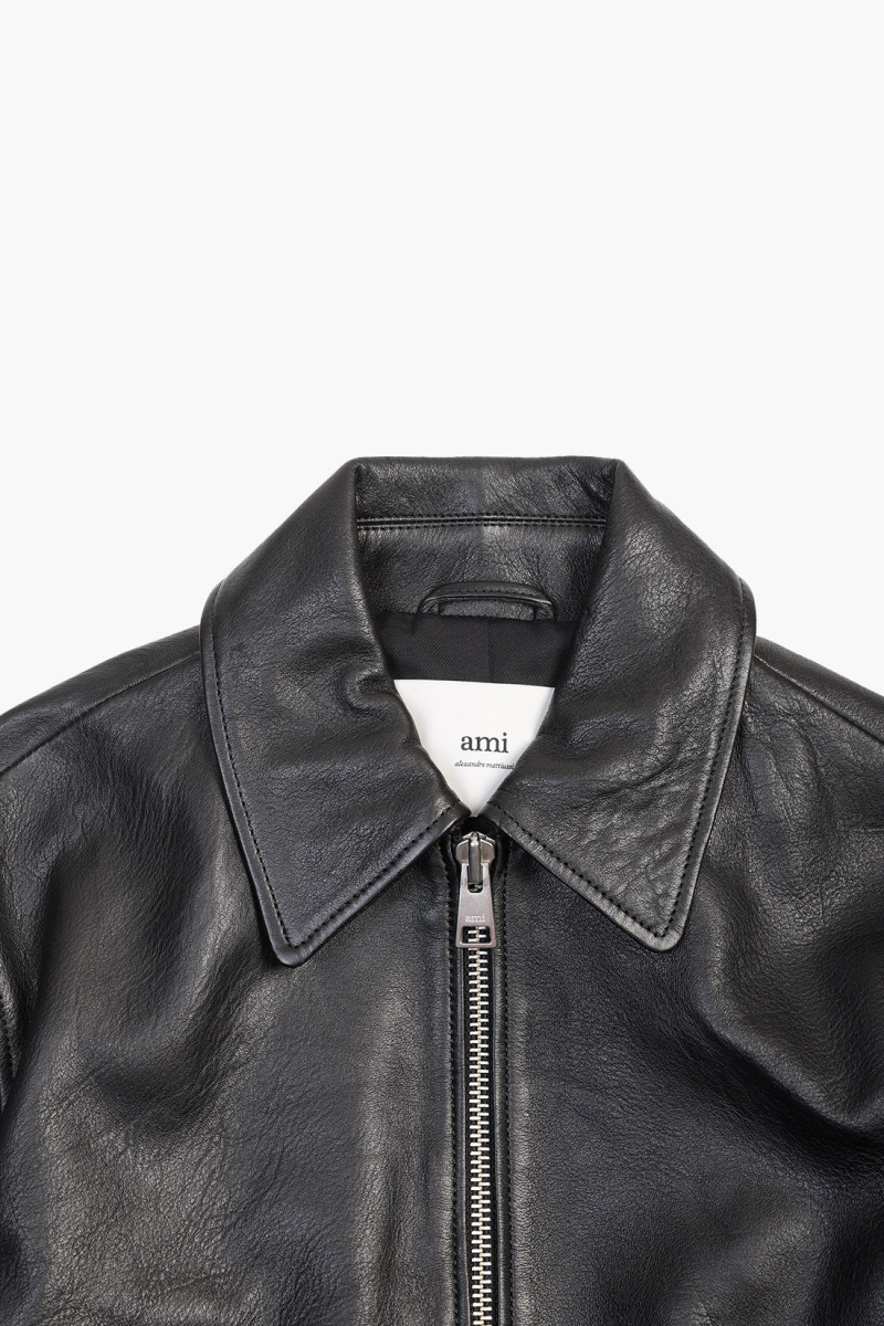 Veste zippee en cuir Black