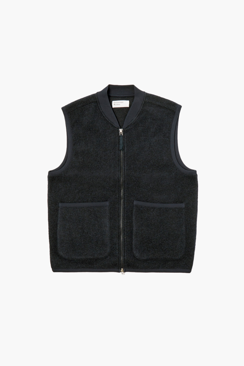 Zip waistcoat wool fleece Black