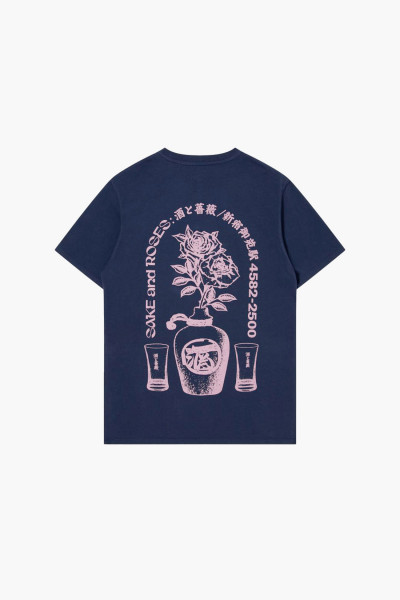 Edwin Sake and roses tee Maritime blue - GRADUATE STORE