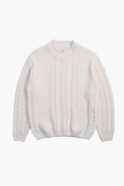 Cp company Lambswool crewneck Gauze white - GRADUATE STORE
