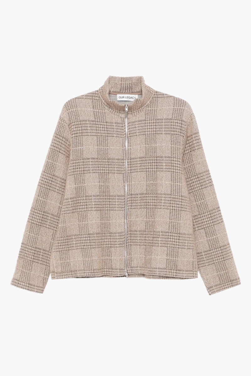 Shrunken fullzip polo Beige hound check
