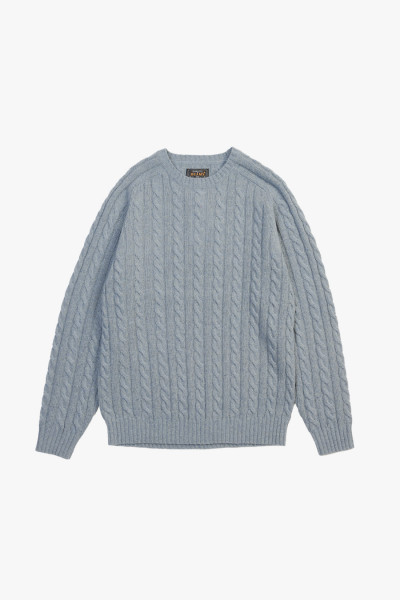 Beams plus Cable crewneck wool Sax - GRADUATE STORE
