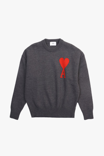 Ami Pull col rond ami de coeur Grey/red - GRADUATE STORE