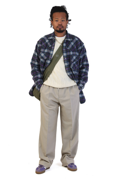 Western brushed check Purple